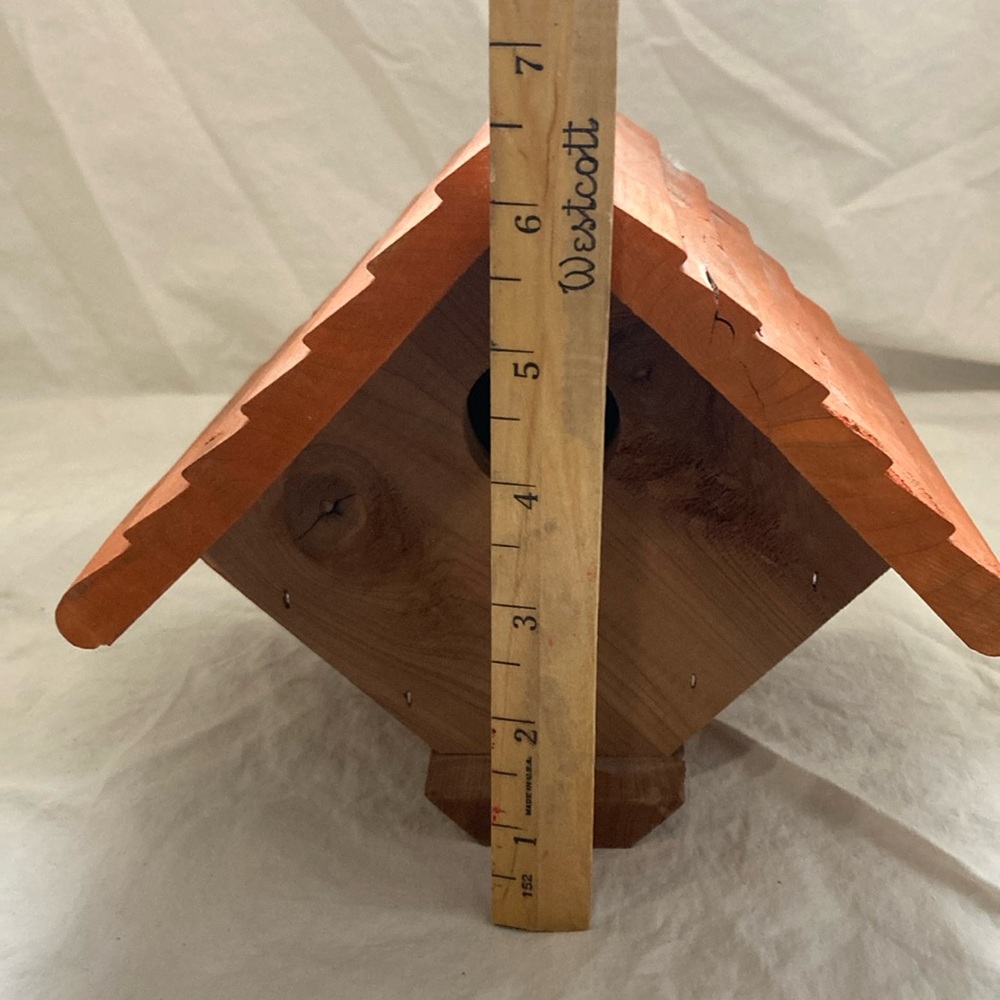 Wooden Birdhouse Orange and Cedar Wood House is NWOT Never Been Used and so Cute - Picture 11 of 12